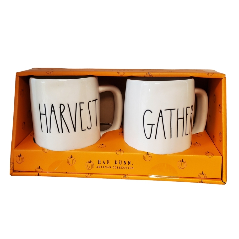 RAE DUNN | Mugs x 2 - Harvest and Gather (Thanksgiving / Fall) - Picture 1 of 6